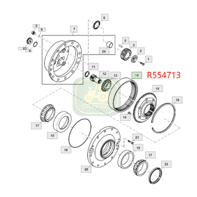 ড্রাইভ সিস্টেম 70T R554713 R229687 JD ট্র্যাক্টরের জন্য রিং গিয়ার